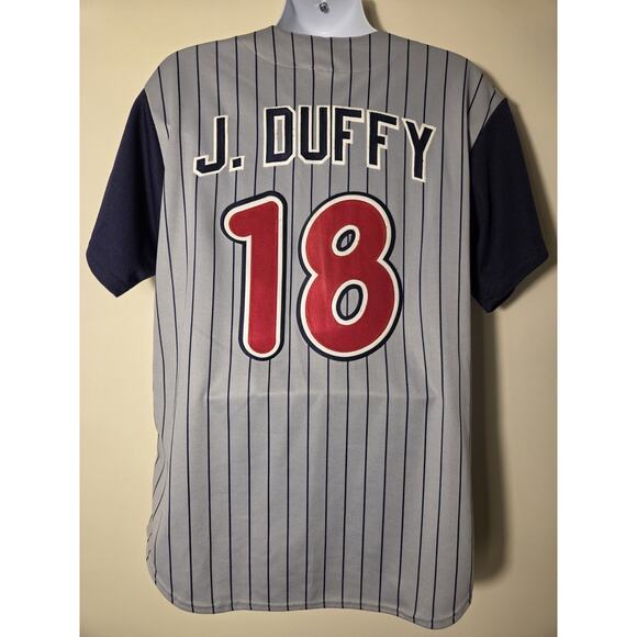 Anaheim Angels Jersey Mens XL MLB Majestic Pinstripe Vtg 90s #18 J Duffy USA - Picture 3 of 11